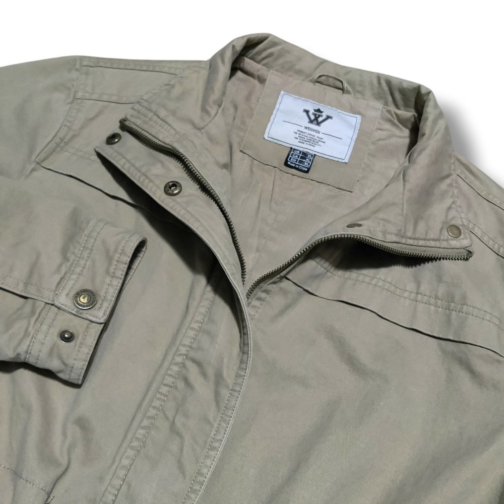 Wenven Women's Tan Cargo‎ Barn Jacket Canvas Coat Parka 100% Cotton Size XL